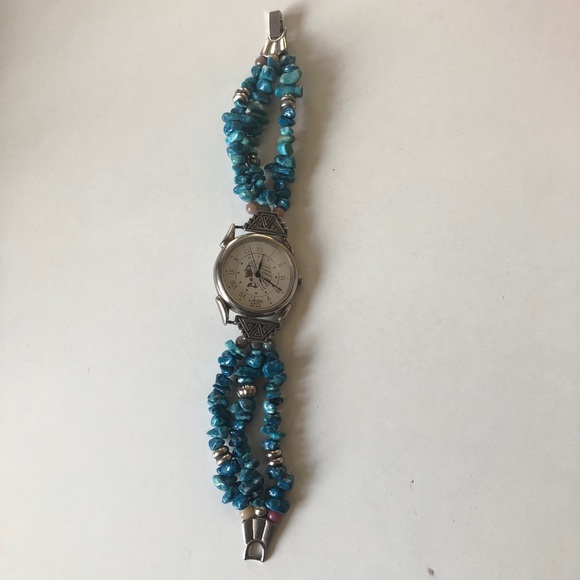 Vintage Native American Style Indian Head Collezioni Watch Turquoise - Picture 3 of 9